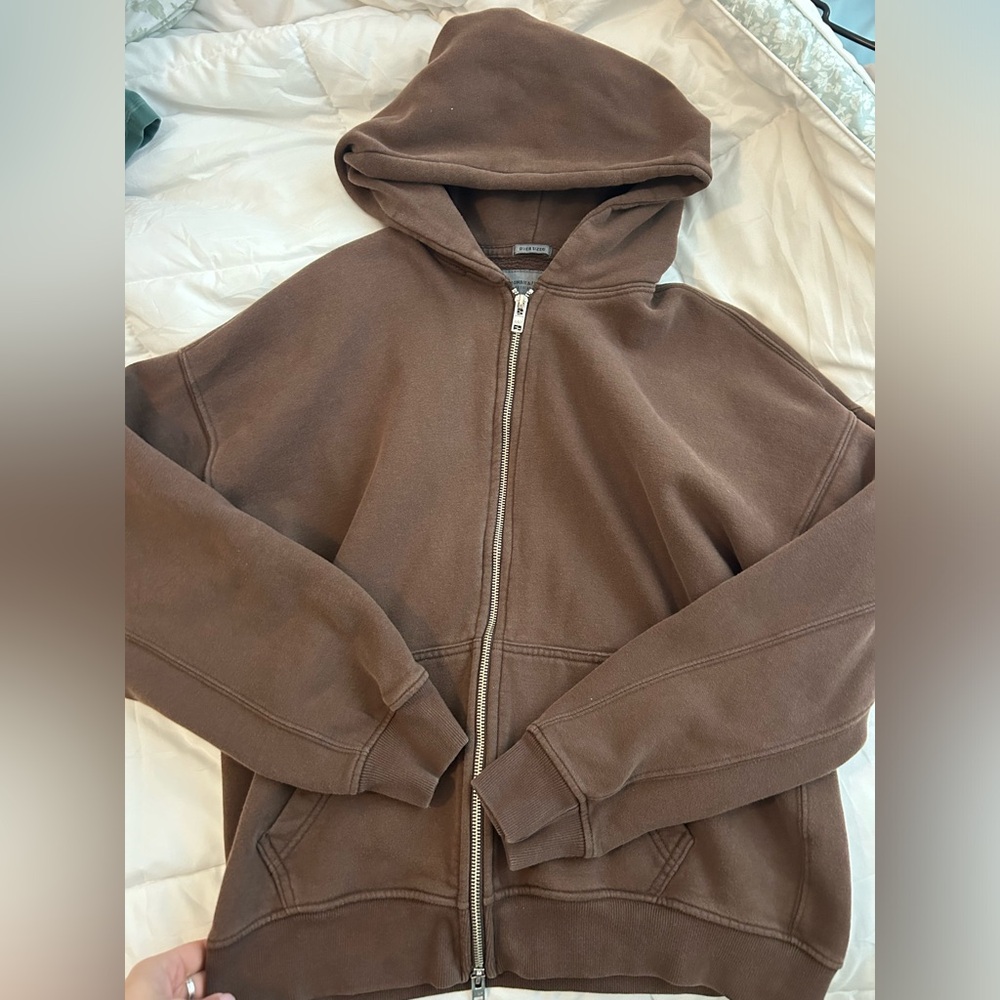 Brown Zip-Up Hoodie OVERSIZED